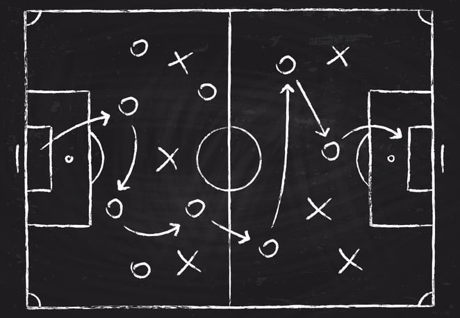 chalk board with sports play