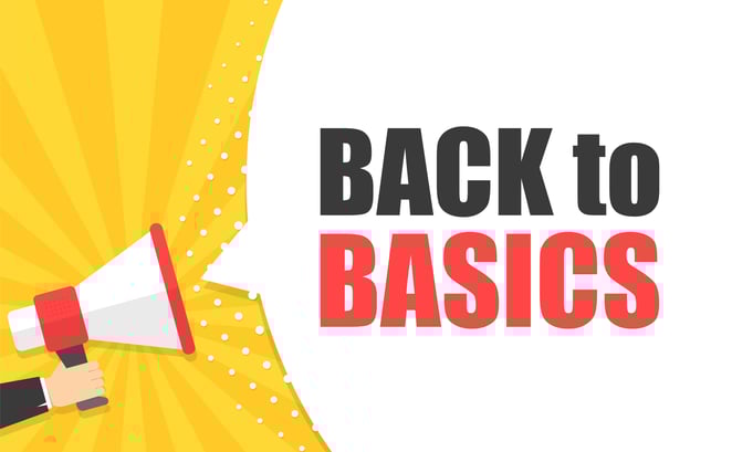Back to basics coming out of cartoon megaphone